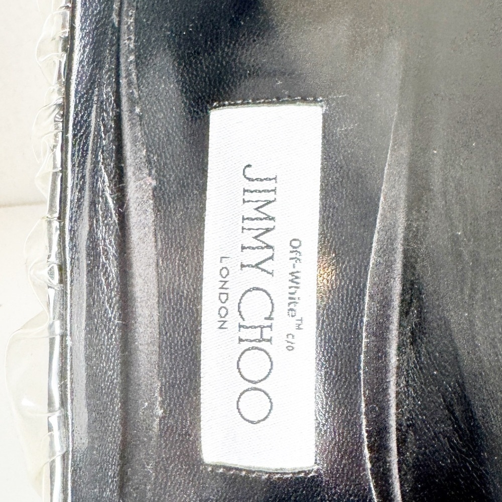 Off-White x Jimmy Choo Black Anne 100 PVC Wrapped Satin Pumps size 37 - Picture 4 of 8